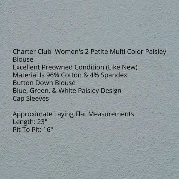 Charter Club Multi Color Paisley Blouse - Picture 7 of 7